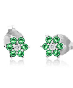 Kolczyki kwiatki ze szmaragdami i diamentami - KBD0500E