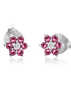 Kolczyki kwiatki z rubinami i diamentami - KBD0500R