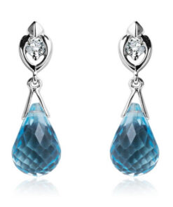 Exclusive | kolczyki łezki z białego złota z topazami i brylantami