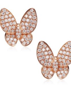 Exclusive | kolczyki motyle z różowego złota 750 z diamentami
