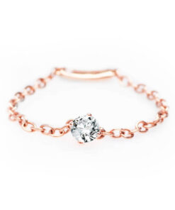 Exclusive | pierścionek łańcuszkowy z brylantem 0,13ct w różowym złocie 750