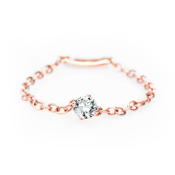 Exclusive | pierścionek łańcuszkowy z brylantem 0,13ct w różowym złocie 750