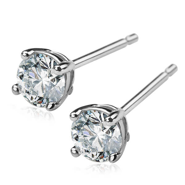 Srebrne małe kolczyki z cyrkonią