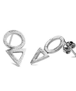 Kolczyki srebrne geometryczne - trójkąty i koła