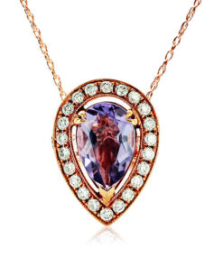 Exclusive | wisiorek z ametystem i brylantami + różowe złoto 750