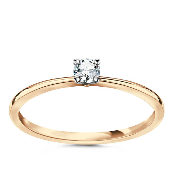 Delikatny śliczny pierścionek z brylantem 0,10ct H/Si