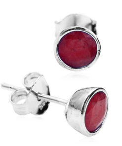 Srebrne kolczyki z rubinami -  KDR4394
