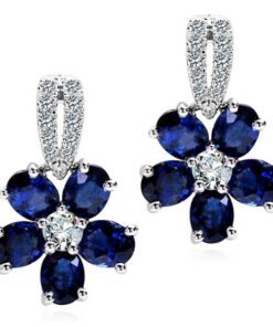 Exclusive | Piękne brylantowe kolczyki kwiaty z szafirami
