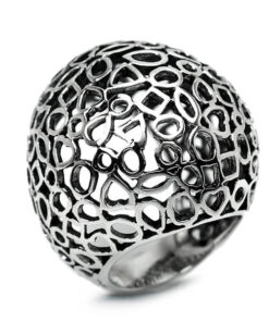 srebrny dostojny ażurowy pierścionek