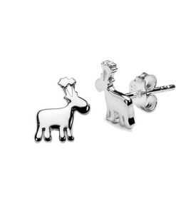 srebrne kolczyki reniferki