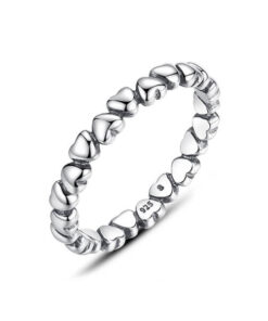 Srebrny pierścionek z serduszkami