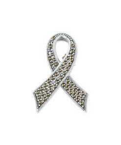 Broszka srebrna wstążka z markazytami – symbol solidarności z kobietami