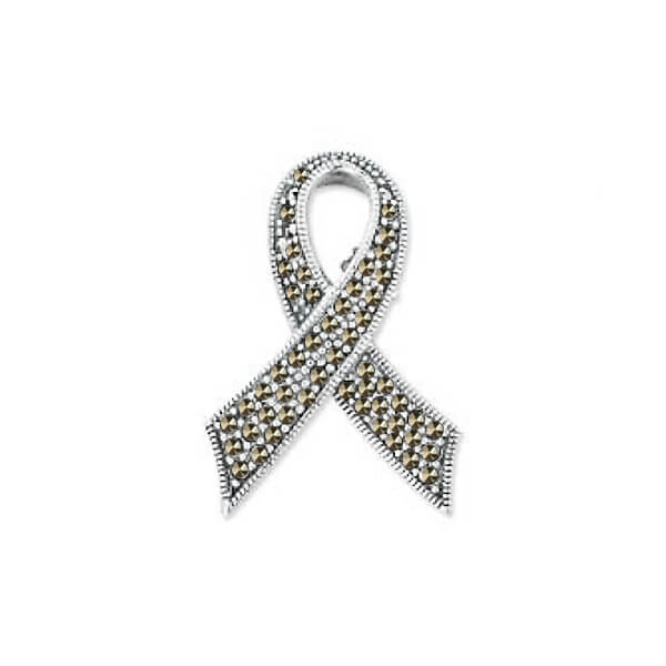 Broszka srebrna wstążka z markazytami – symbol solidarności z kobietami