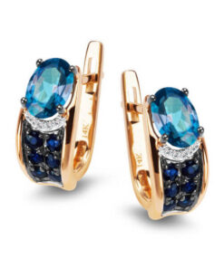 Kolczyki z topazami, szafirami i diamentami