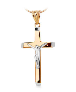 Złoty krzyżyk biało żółty - próba 333