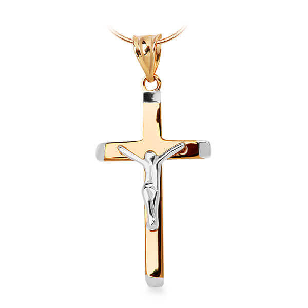 Złoty krzyżyk biało żółty - próba 333