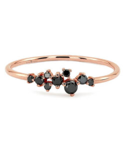 STAVIORI | pierścionek z czarnymi diamentami w różowym złocie