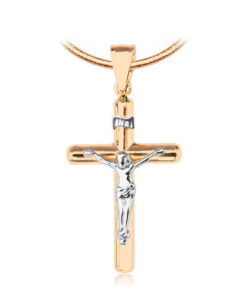 Krzyżyk z żółtego i białego złota