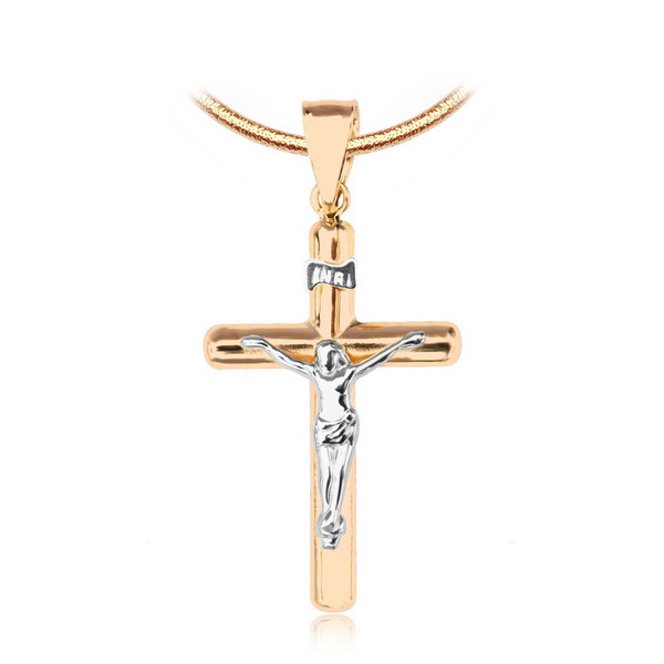 Krzyżyk z żółtego i białego złota