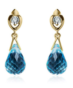 Exclusive | kolczyki łezki z żółtego złota z topazami i brylantami