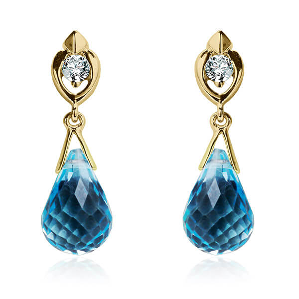 Exclusive | kolczyki łezki z żółtego złota z topazami i brylantami