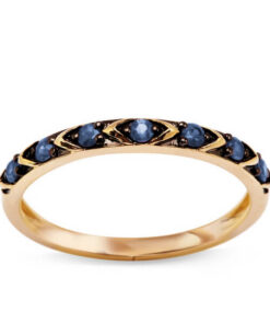 piękny delikatny art deco pierścionek złoty z szafirami