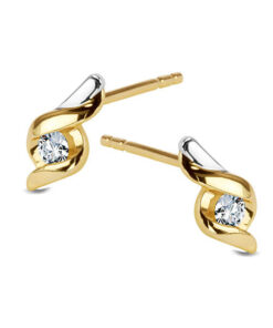 Dwukolorowe złote kolczyki z brylantami