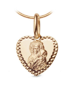 Złoty medalik w kształcie serca z Matką Boską 333