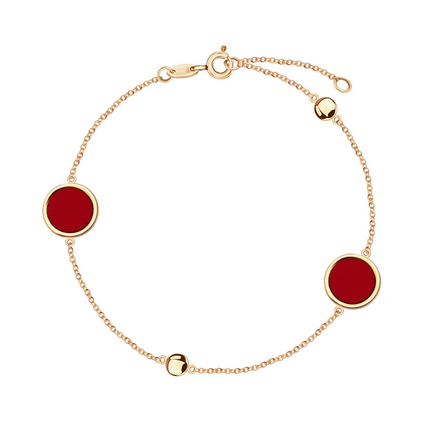Złota bransoletka z koralem - 585 - BZC5757