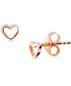 Srebrne pozłacane małe kolczyki serca | różowe
