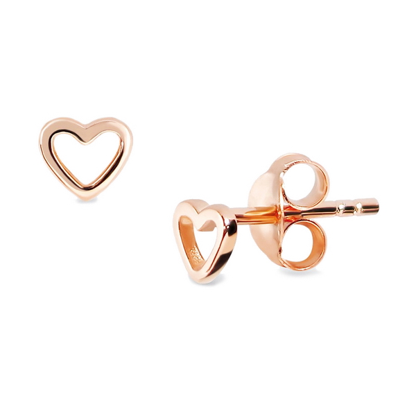 Srebrne pozłacane małe kolczyki serca | różowe