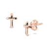 Kolczyki krzyżyki na sztyfcie, srebro pozłacane | różowe