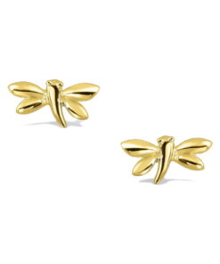 Piękne kolczyki na sztyft – ważki – srebro pozłacane | złote