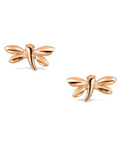 Piękne kolczyki na sztyft - ważki - srebro pozłacane | różowe