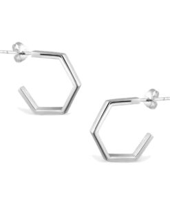 Srebrne rodowane kolczyki plastry miodu na sztyft