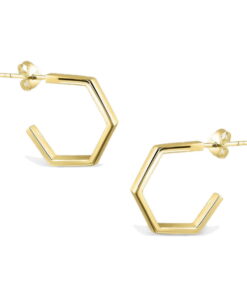 Srebrne pozłacane kolczyki plastry miodu na sztyft