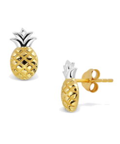 Srebrne pozłacane kolczyki ananas z zapięciem na sztyft