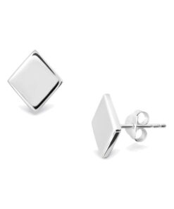 Srebrne kolczyki romby, srebro rodowane 925