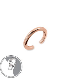 srebrny pozłacany różowym złotem, minimalistyczny mankiet do ucha