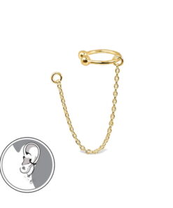 Mankiet do ucha z łańcuszkiem pozłacany żółtym złotem