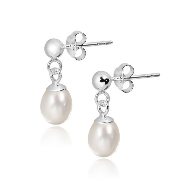 Srebrne wiszące kolczyki z perłą