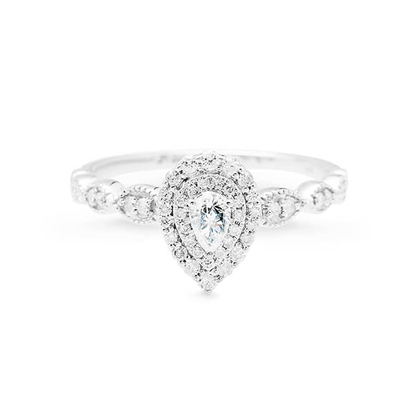 Exclusive | przepiękny brylantowy pierścionek zaręczynowy z centralnym diamentem typu "pear"