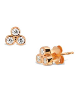 Srebrne kolczyki pokryte różowym złotem z cyrkoniami