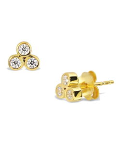 Srebrne kolczyki pokryte żółtym złotem z cyrkoniami