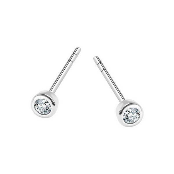 Srebrne małe kolczyki z białą cyrkonią - KDK6054