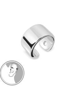 Srebrny szeroki piękny mankiet do ucha w 3 kolorach