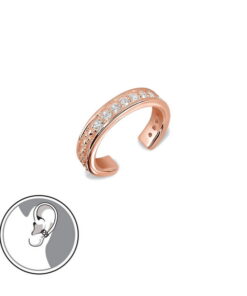 srebrny pozłacany różowym złotem mankiet do ucha z cyrkoniami