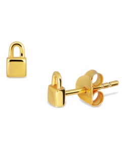 Srebrne pozłacane małe kolczyki kłódki | złote