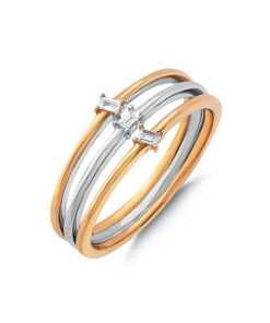 Exclusive | pierścionek z żółtego i białego złota 750 z diamentami bagietkowymi