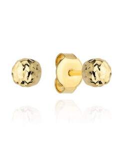 Złote kolczyki kuleczki 4mm diamentowane
